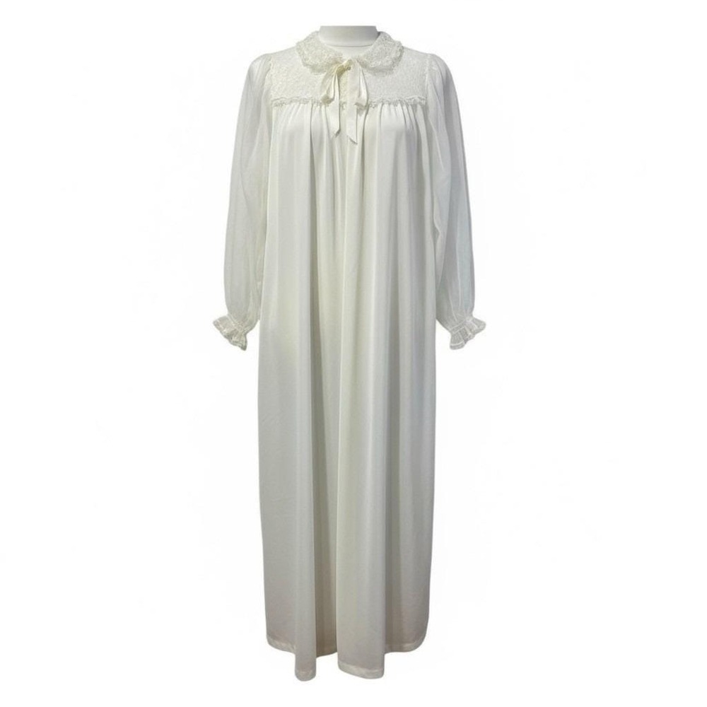 Miss Elaine Vintage‎ 60s Ivory Lace Nylon Peignoir Nightgown Small Bridal